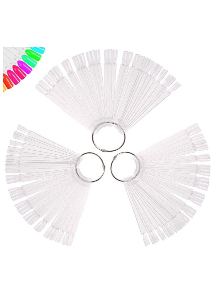 150 قطعة من أطراف طلاء الأظافر الشفافة على شكل مروحة، لوحة عرض، أعواد تدريب (شفافة) - Image 1